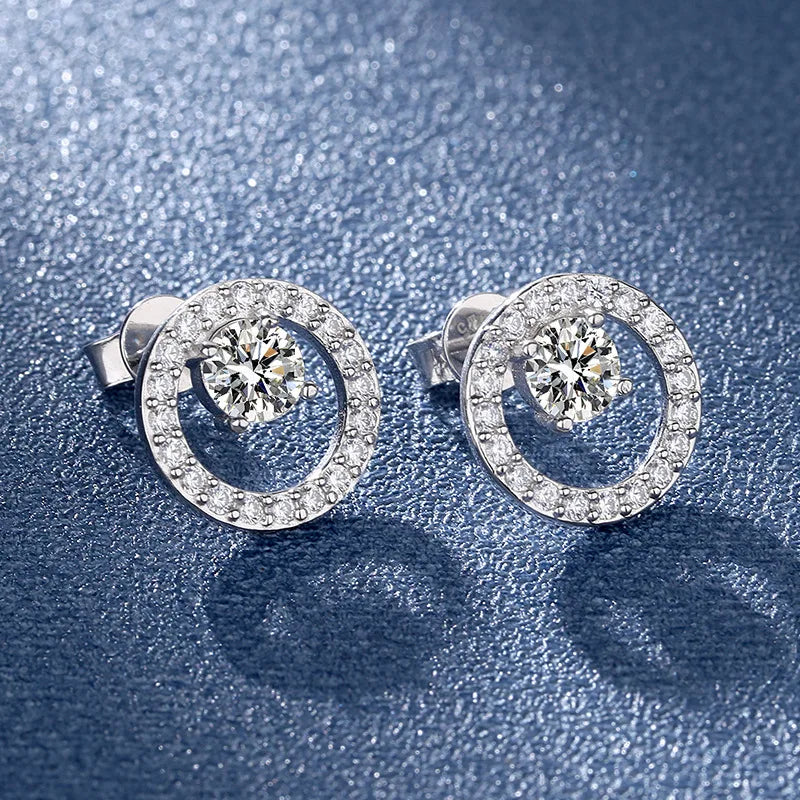 Simple Fashion Exquisite Zircon Round Stud Earrings Elegant Wedding Stud Earrings Charm Women's Party Jewelry Anniversary Gift