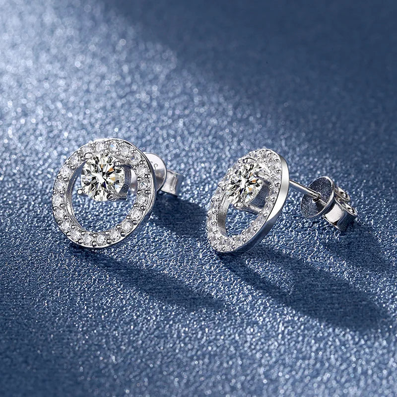 Simple Fashion Exquisite Zircon Round Stud Earrings Elegant Wedding Stud Earrings Charm Women's Party Jewelry Anniversary Gift