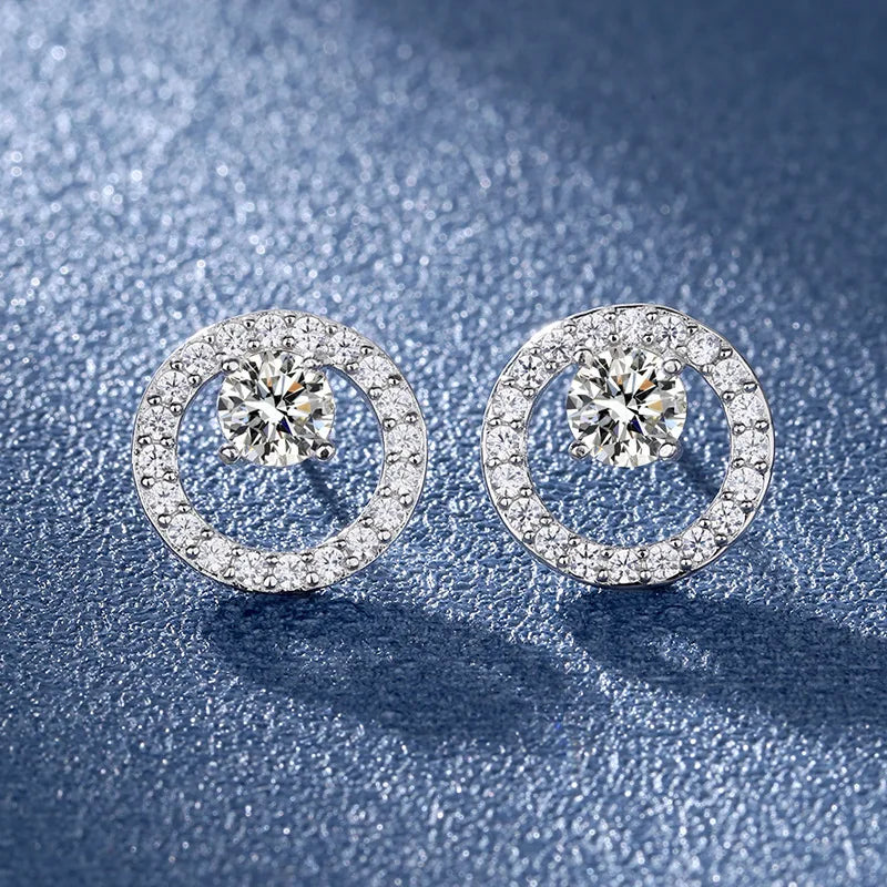 Simple Fashion Exquisite Zircon Round Stud Earrings Elegant Wedding Stud Earrings Charm Women's Party Jewelry Anniversary Gift