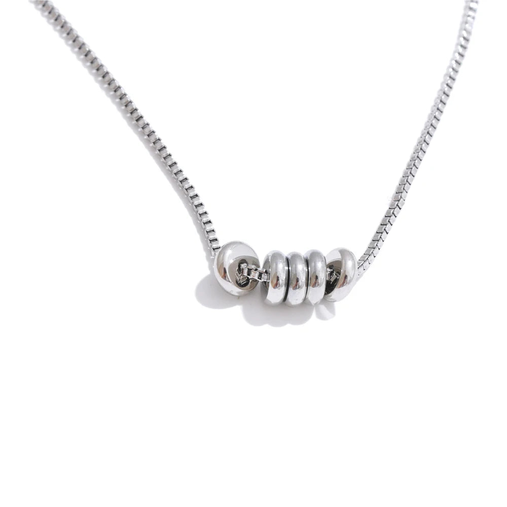 Yhpup Zirconia Tag Stylish Unique Round Removable Necklace Pendant 316L Stainless Steel Fashion Daily Jewelry Water Resistant