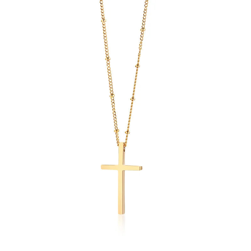 Danity Cubic Zirconia Cross Pendant Necklace for Women, Stainles Steel Chain Adjustable