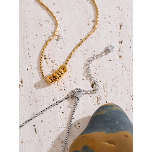 Yhpup Zirconia Tag Stylish Unique Round Removable Necklace Pendant 316L Stainless Steel Fashion Daily Jewelry Water Resistant