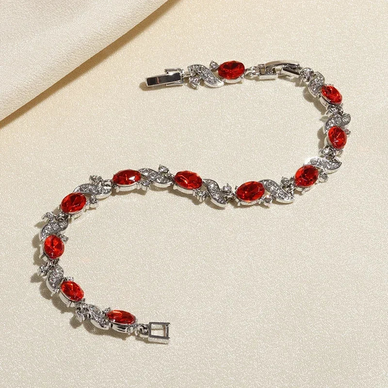 Shiny Teardrop Shape Zircon Crystal Tennis Bracelet for Women Fashion Elegant Banquet Party High Jewelry Girls Gift