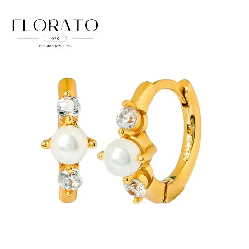 925 Sterling Silver Needle Irregular White Zircon Hoop Earrings For Women Pearl Ear Buckles Vintage Luxury Crystal Jewelry Gifts