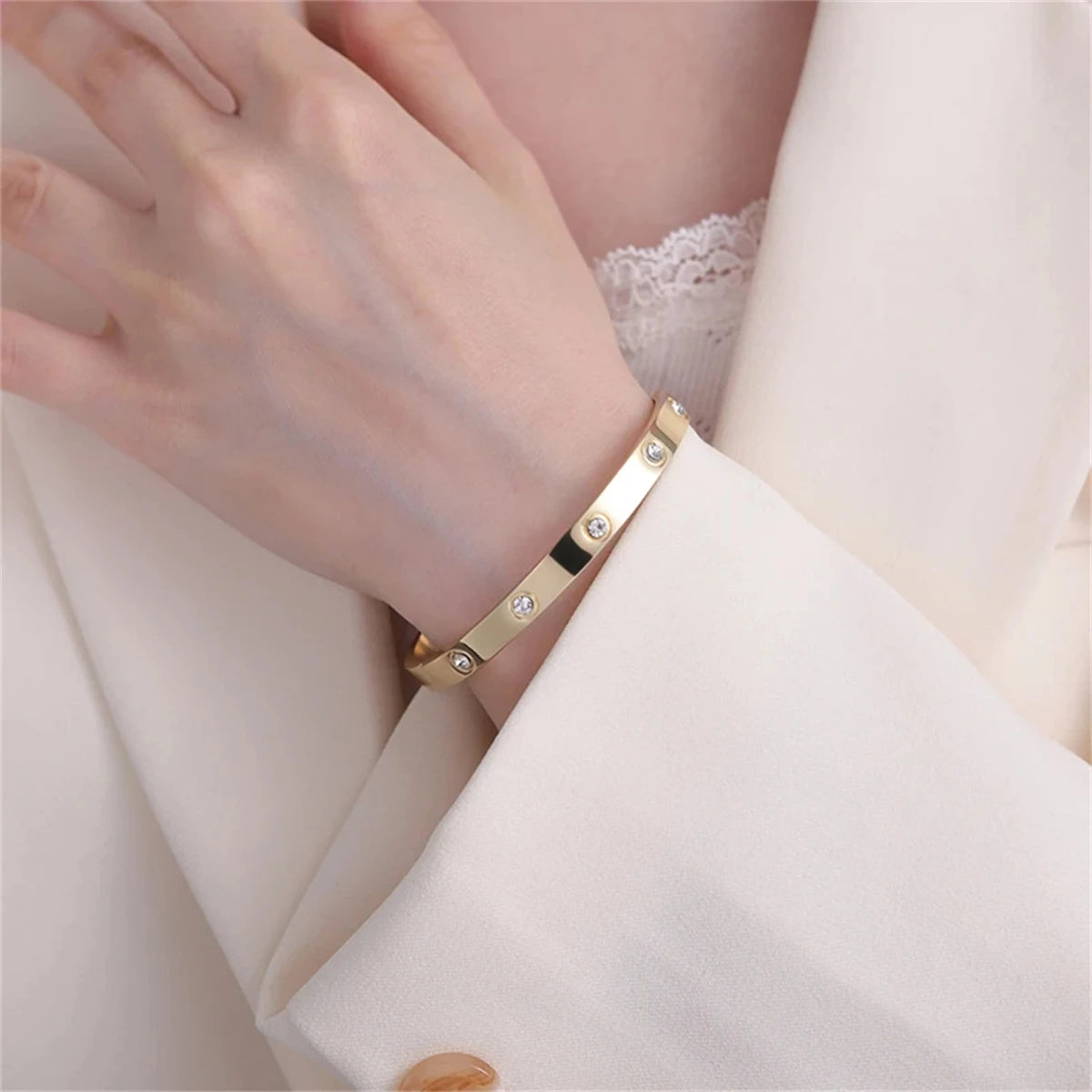 UILZ 316L Cross Design Bracelets Bangle Gold Color Waterproof Stainless Steel Luxury Brand Bangles For Women Gift Drop Shipping
