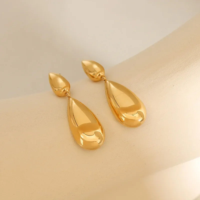 Fresh Style Waterdrop Pendant Titanium Steel Dangle Earrings for Girls Splicing Jewelry Ear Decorations