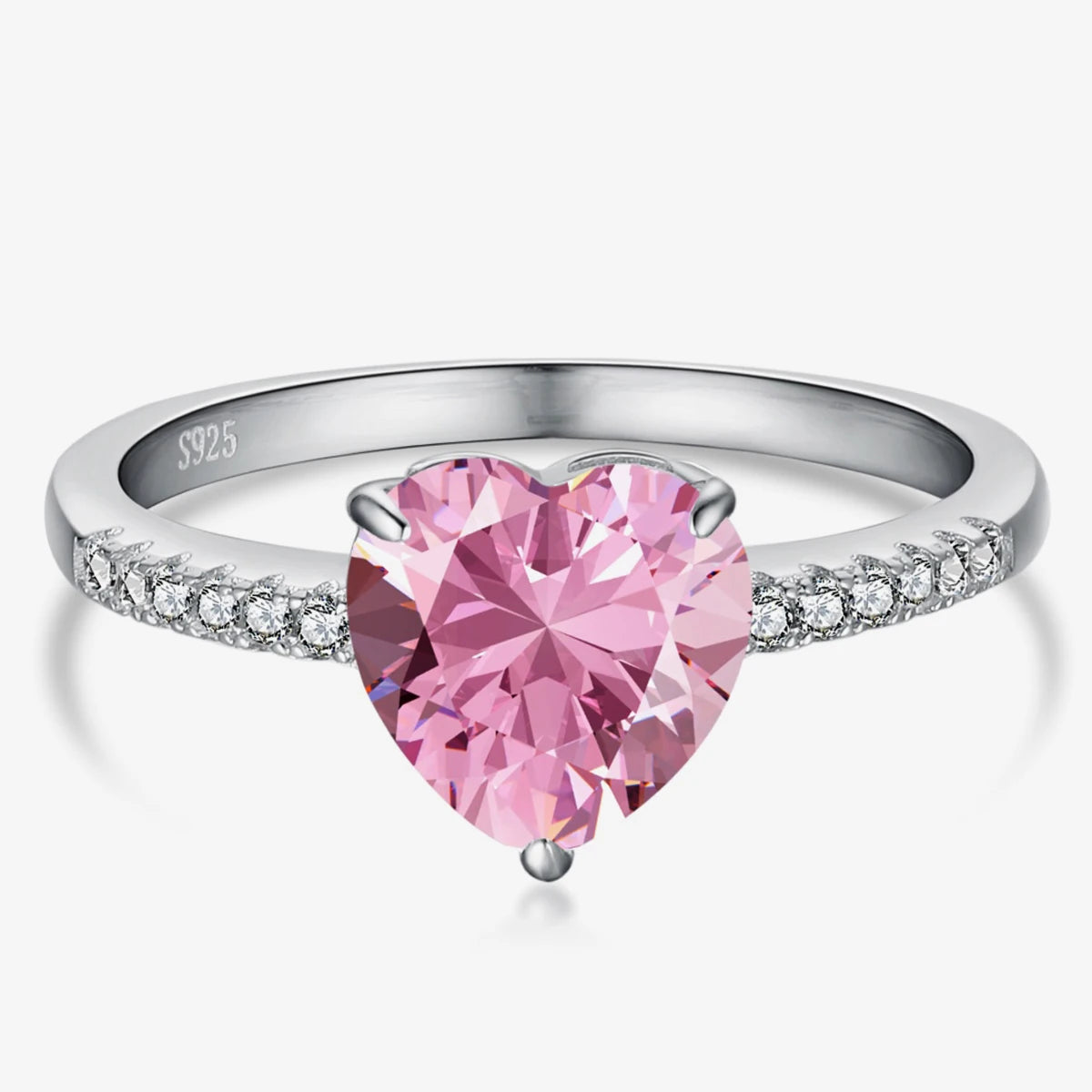 Genuine S925 Sterling Silver Rainbow Cubic Zirconia Ring for Women Hypoallergenic Jewelry Gift Christmas Birthday Anniversary