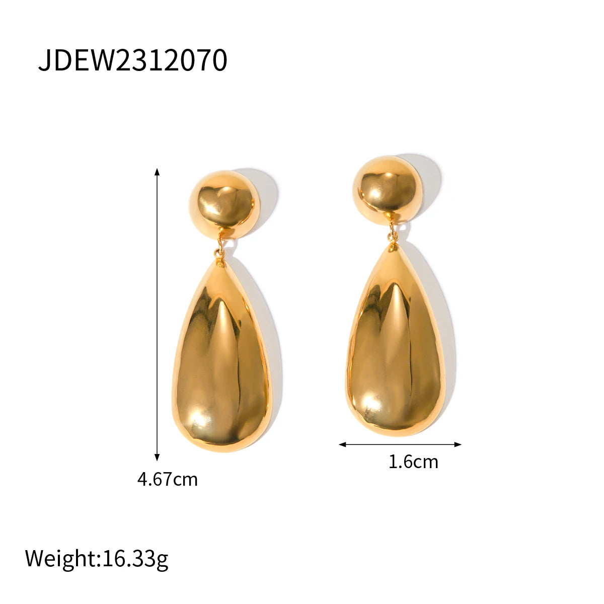 Uworld Minimalist Glossy Stainless Steel Half Ball Water Drop Earrings Charm Jewelry for Women Waterproof Gift 2024 сережки