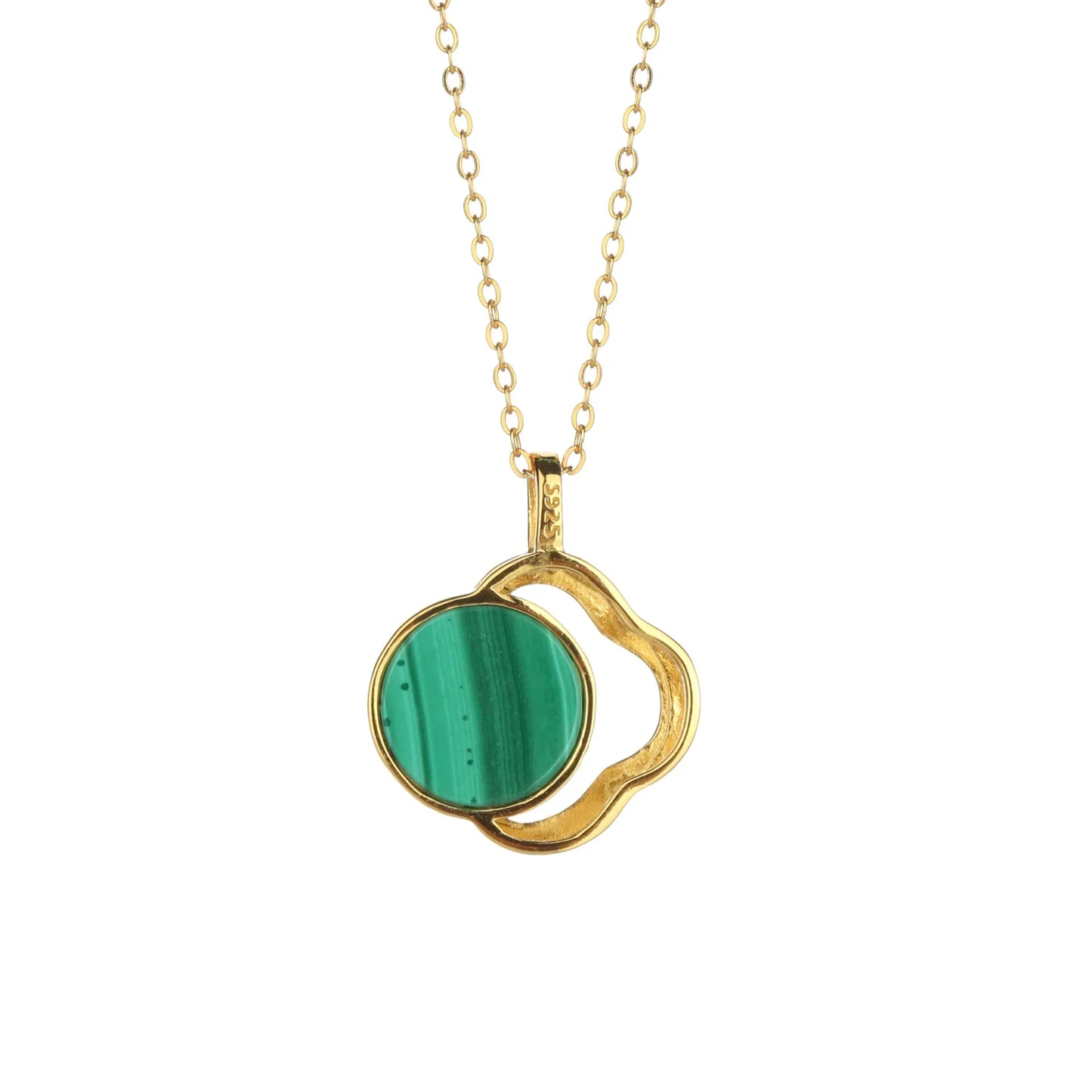 S925 Pure Silver Gold Plated Turquoise Pendant Design Jewelry Exquisite Lucky Four Leaf Clover Chinese Character Female Pendant