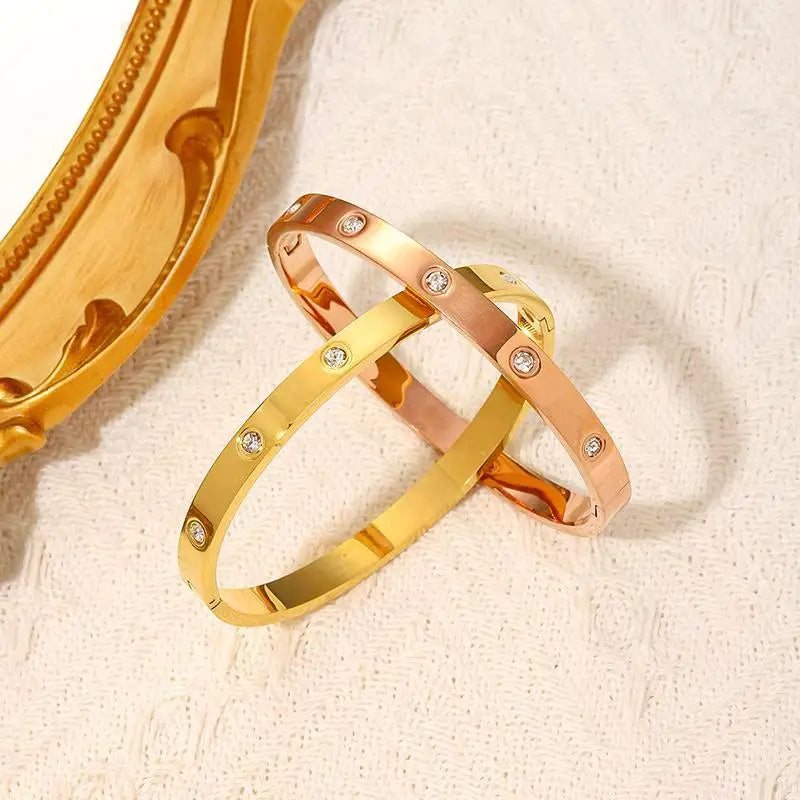 UILZ 316L Cross Design Bracelets Bangle Gold Color Waterproof Stainless Steel Luxury Brand Bangles For Women Gift Drop Shipping