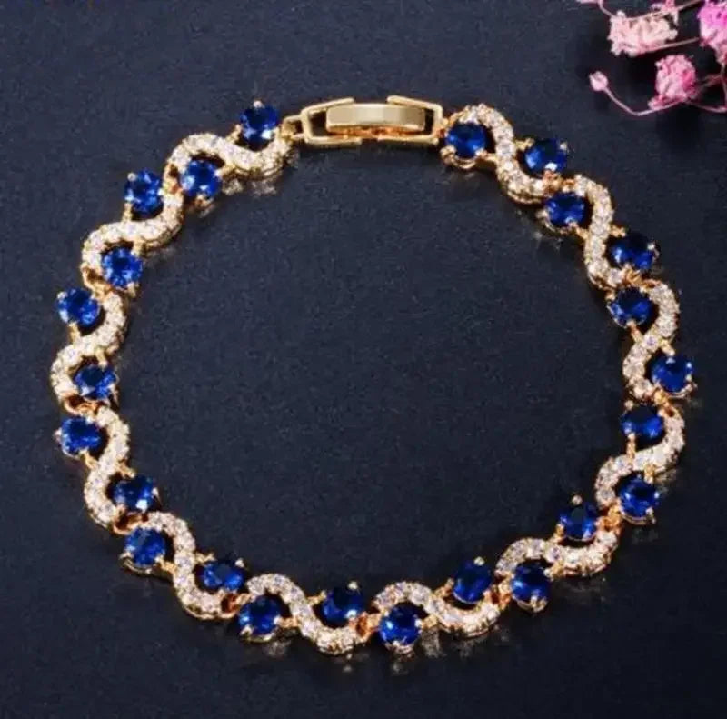 Shiny Teardrop Shape Zircon Crystal Tennis Bracelet for Women Fashion Elegant Banquet Party High Jewelry Girls Gift