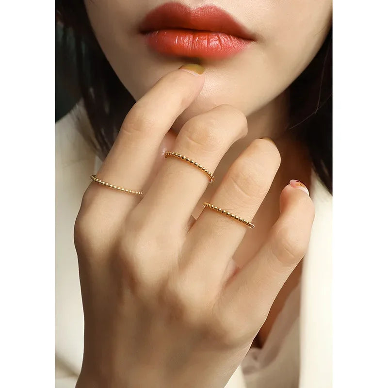 French Ins Titanium Steel 18K Gold Ring Finger Bone Joint Element Couple Rings Index Finger Ring A183
