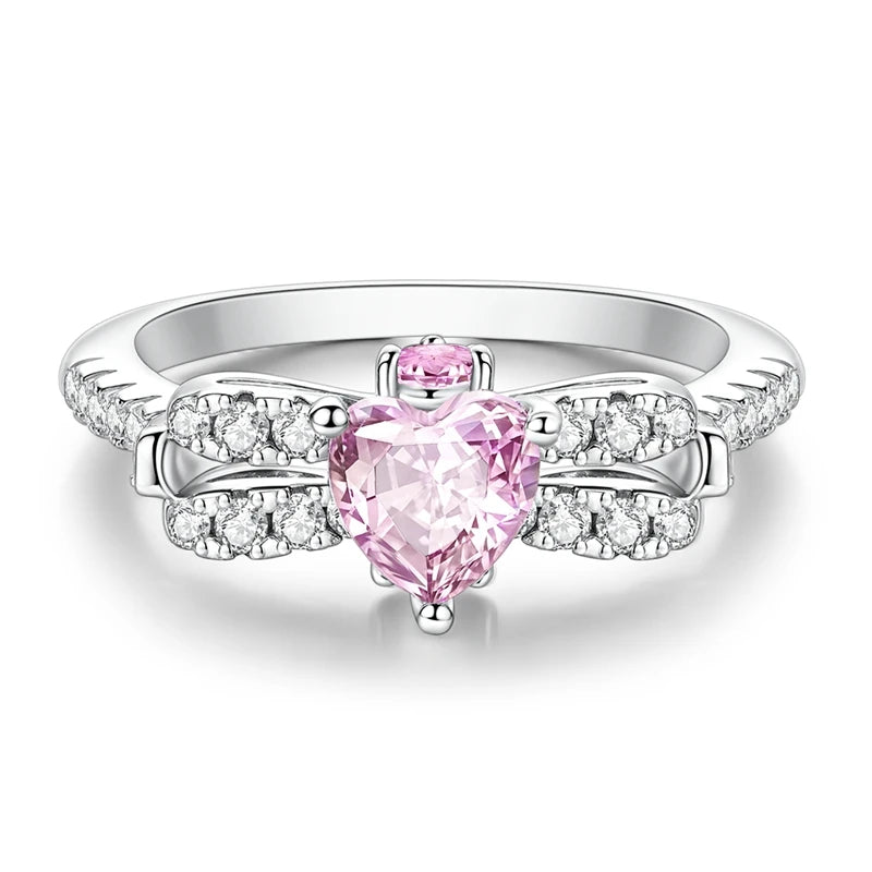 Original 925 Silver Ring For Woman Heart Star Sparkling Zircon Engagement Anniversary Fashion Jewelry