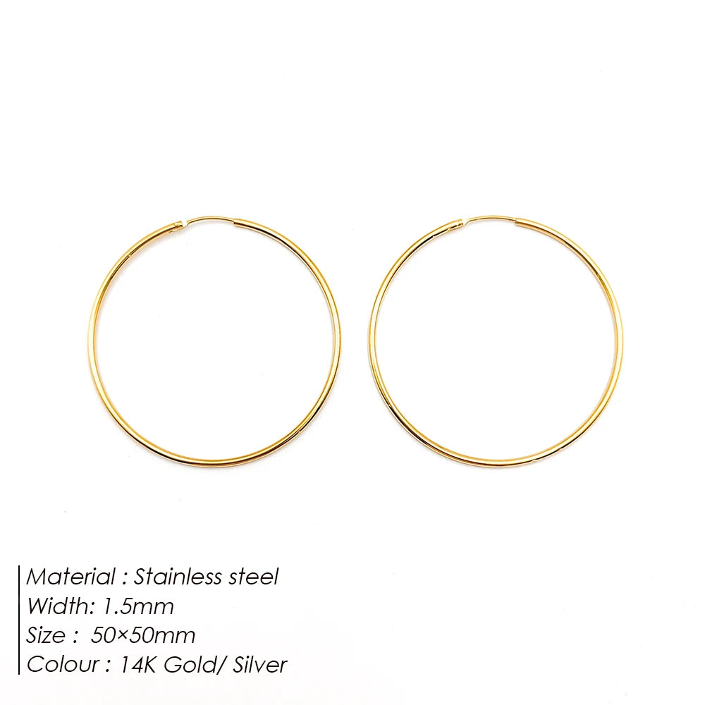 Fashion Gold Size Circle Earrings Women's Jewelry Accessories Classic Stainless Steel Earrings Wholesale