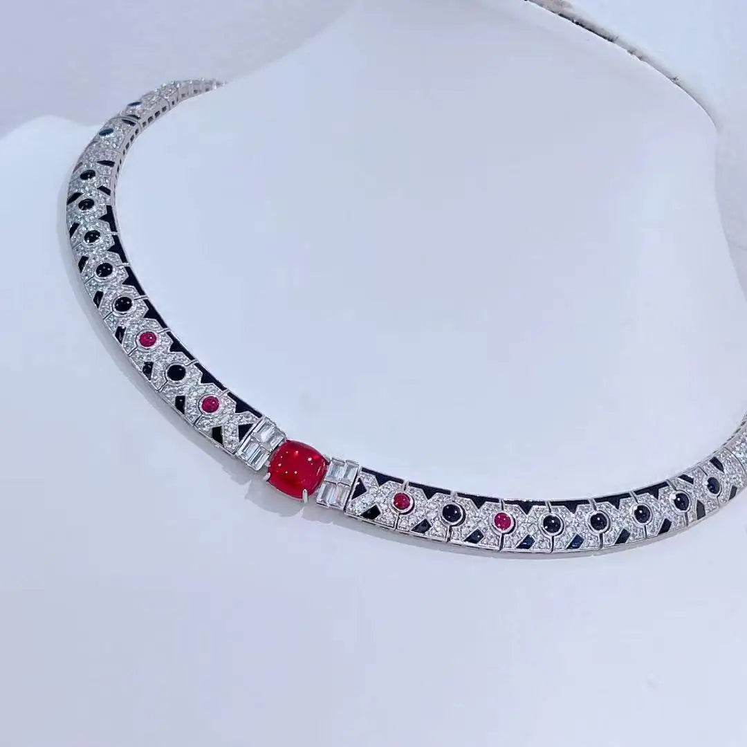 BELLUX Black Spot Enamel Necklace 925 sterling silver Necklaces for women silver 925 jewelry necklaces for ladies