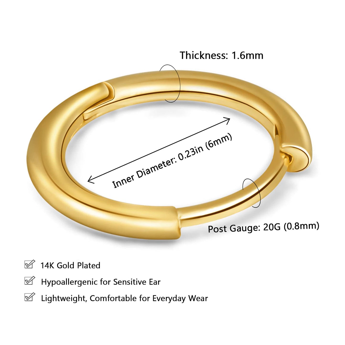 Shevalues Hoop Earrings for Women Luxury 14K Gold Plated Jewelry Set for Men New Piercing Ear Rings Hypoallergenic Earrings