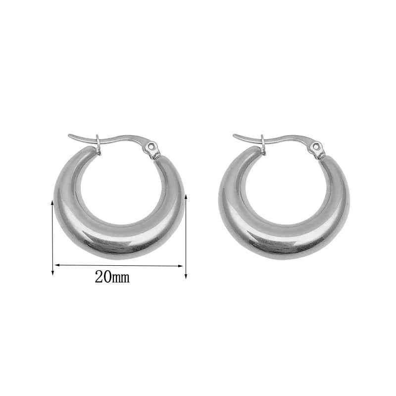 New Style 2024 Wholesale Smooth Exquisite Big Circle Hoop Earrings for Women Girl Wedding Party Large Stainless Steel Jewelry