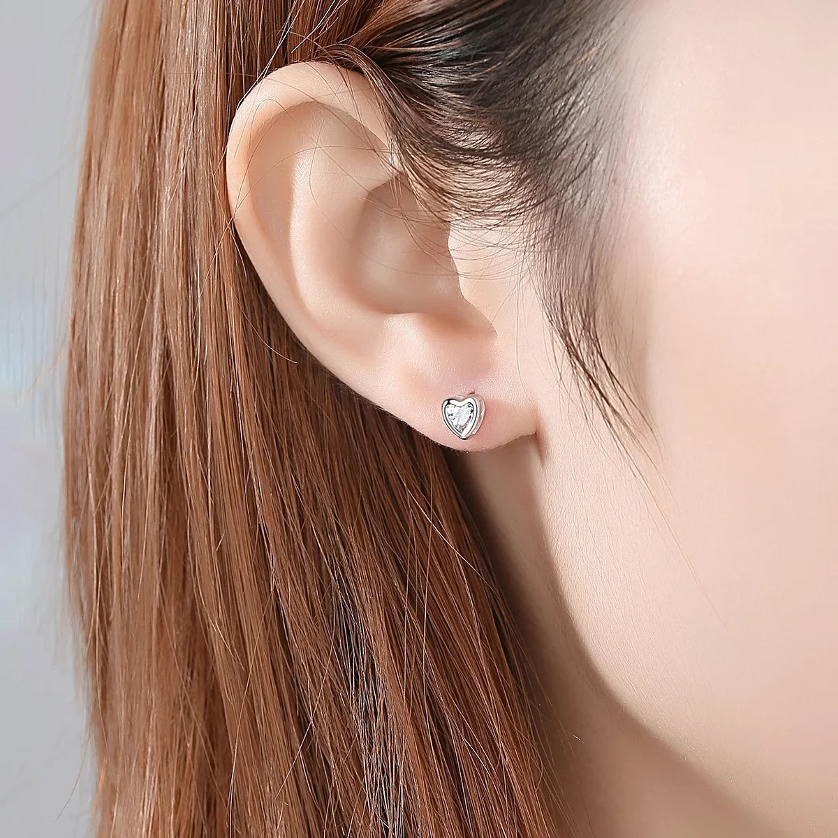 PAG&MAG S925 Silver Heart-Shaped Earrings with Zircon Stones Simple Elegant Korean Style Versatile Silver Needle Ear Studs