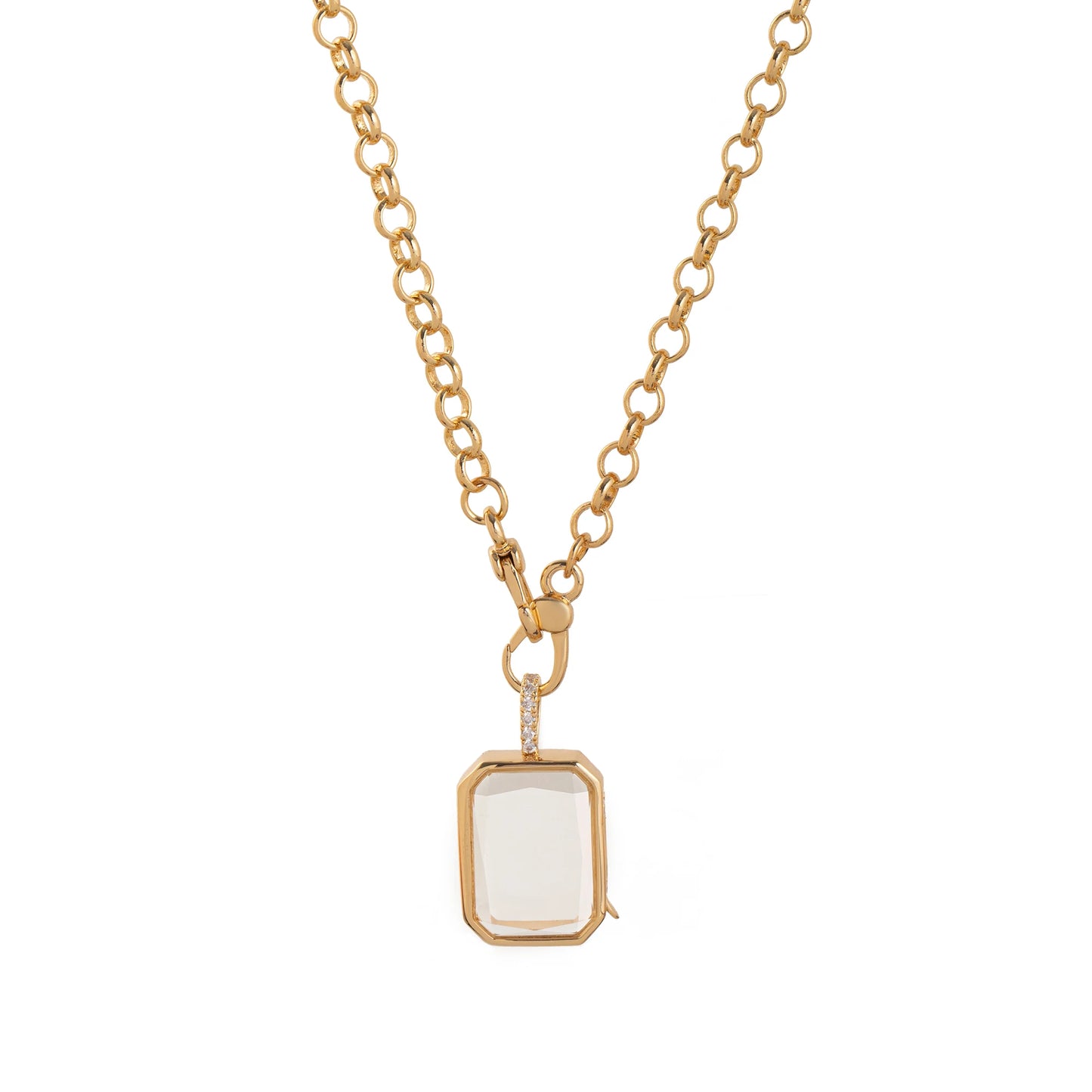 Retro personality picture box pendant with openable DIY pendant, hollow design, transparent box, gold-plated color preservation