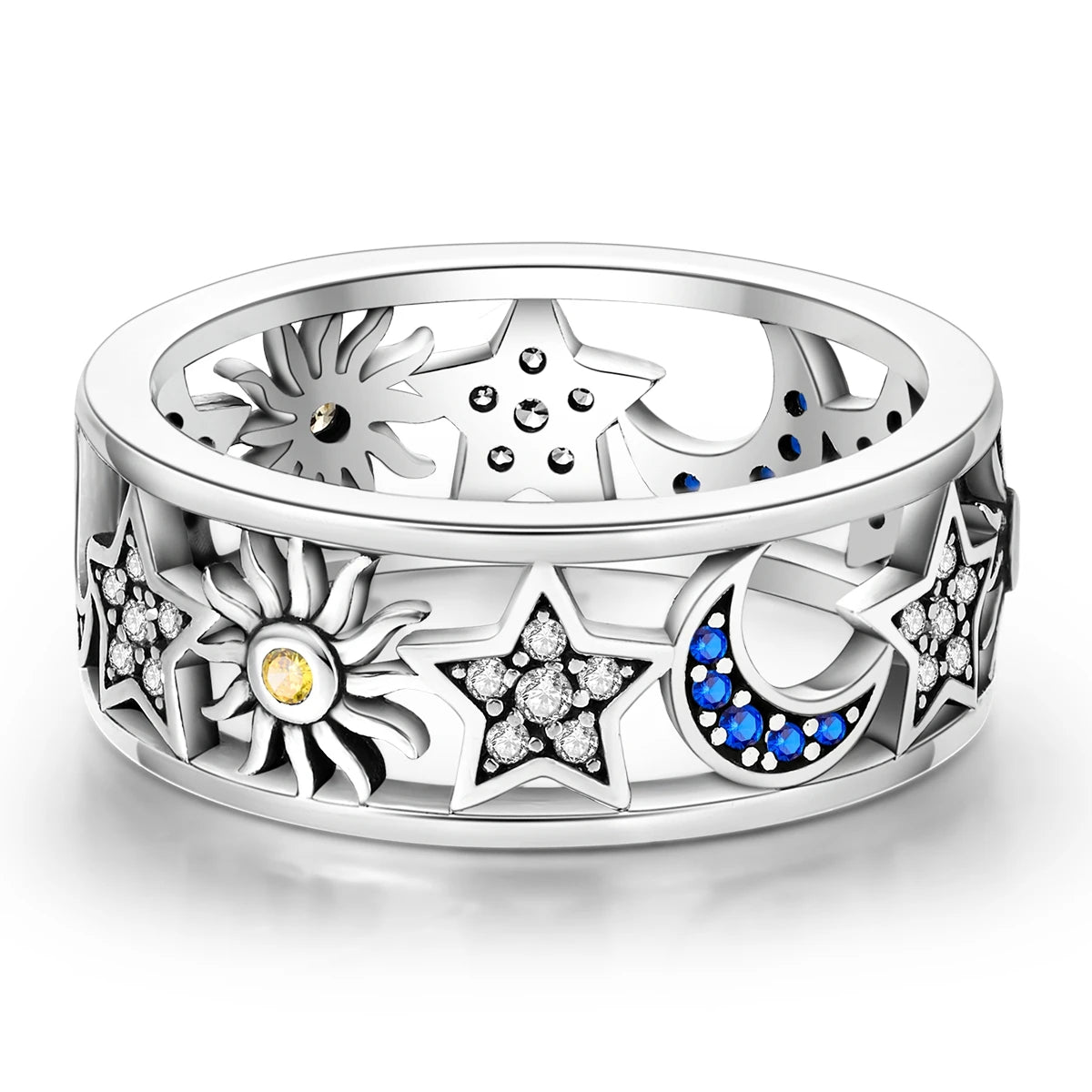 Original 925 Silver Ring For Woman Heart Star Sparkling Zircon Engagement Anniversary Fashion Jewelry