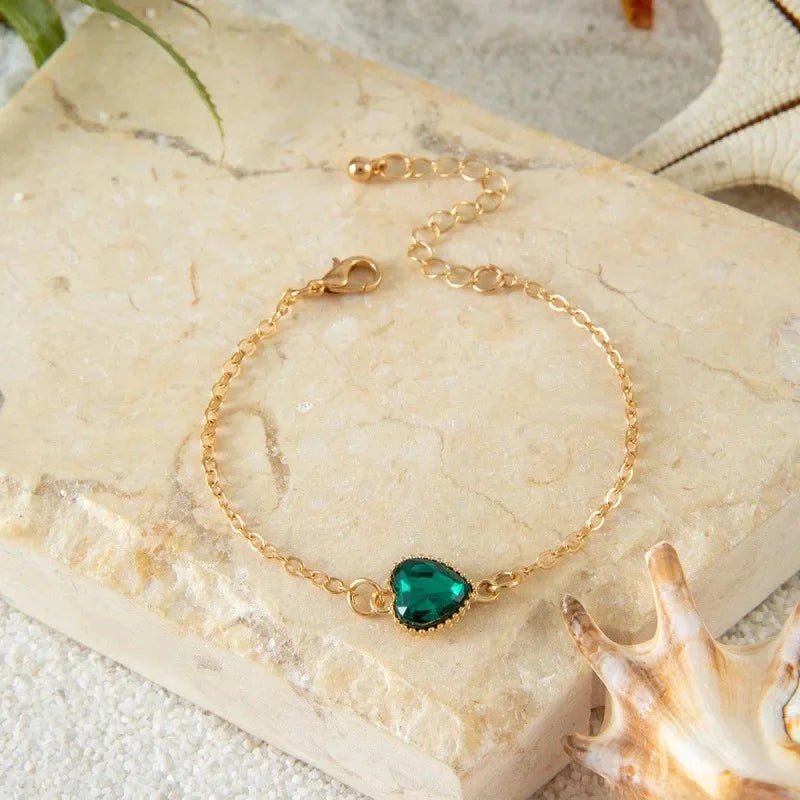 Fashionable Single-Layer Alloy Heart-Shaped Butterfly Eye Bracelet Women's Jewelry Accessory Versatile And Stylish Handwear