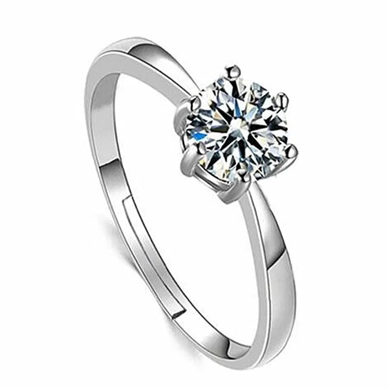 925 Sterling Silver moissanite Rings women Shining crystal adjustable size Fashion party Couple Gifts engagement wedding Jewelry