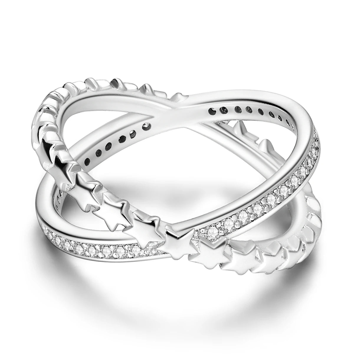 Original 925 Silver Ring For Woman Heart Star Sparkling Zircon Engagement Anniversary Fashion Jewelry