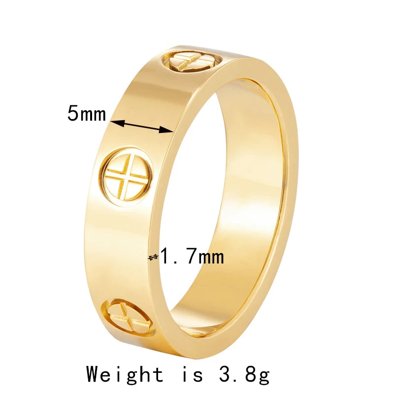 5mm Wide Screw Rings Stainless Steel Love Ring Luxury Brand Jewelry for Women Nail Shape High Quality Gold Color Ring