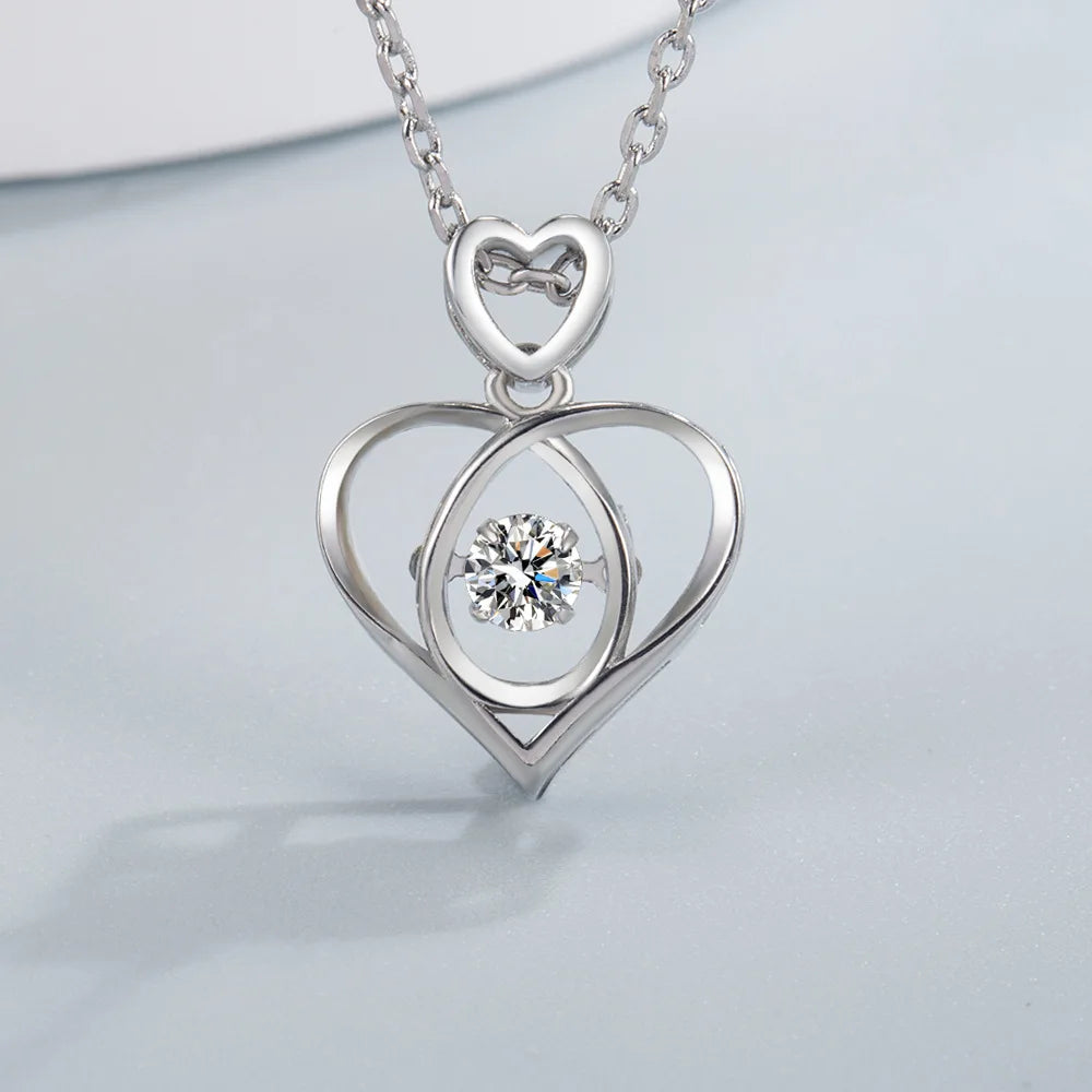 925 Sterling Silver Necklace for Women Simple Irregular Heart Moon Trendy Simple Geometric Handmade Chocker Fine Jewelry