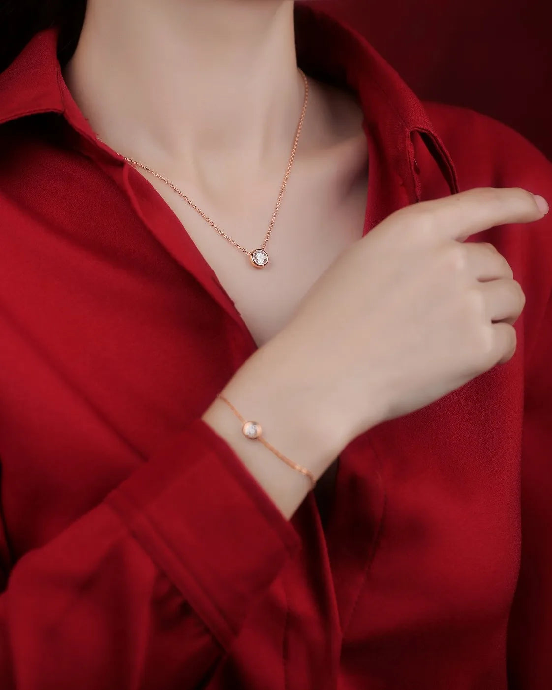 925 Sterling Silver Bubble Bracelet Surface Plated 18K Rose Gold Embedded 0.5ct Moissanite with GRA Certificate