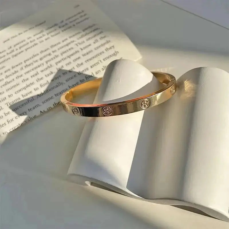 UILZ 316L Cross Design Bracelets Bangle Gold Color Waterproof Stainless Steel Luxury Brand Bangles For Women Gift Drop Shipping