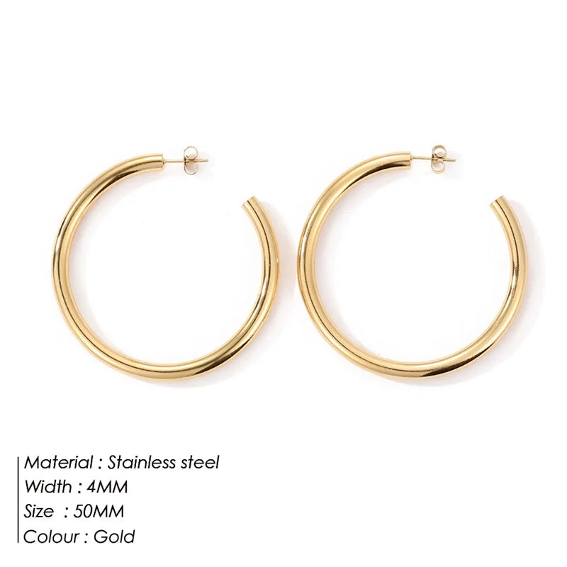 Fashion Gold Size Circle Earrings Women's Jewelry Accessories Classic Stainless Steel Earrings Wholesale