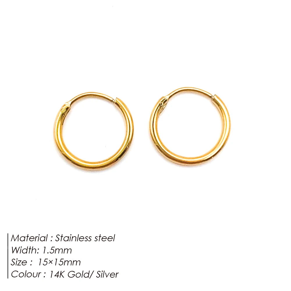 Fashion Gold Size Circle Earrings Women's Jewelry Accessories Classic Stainless Steel Earrings Wholesale