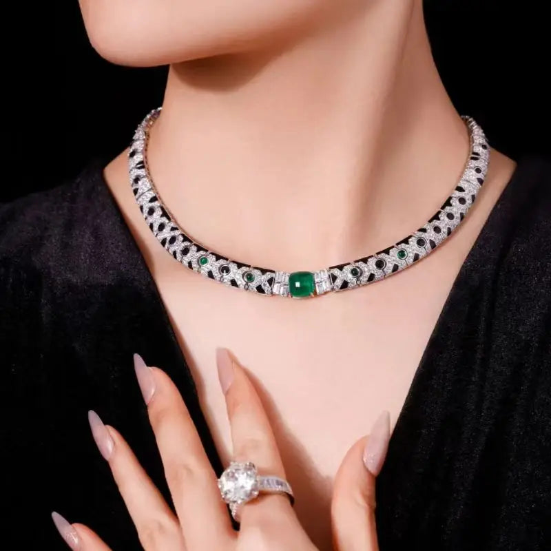 BELLUX Black Spot Enamel Necklace 925 sterling silver Necklaces for women silver 925 jewelry necklaces for ladies