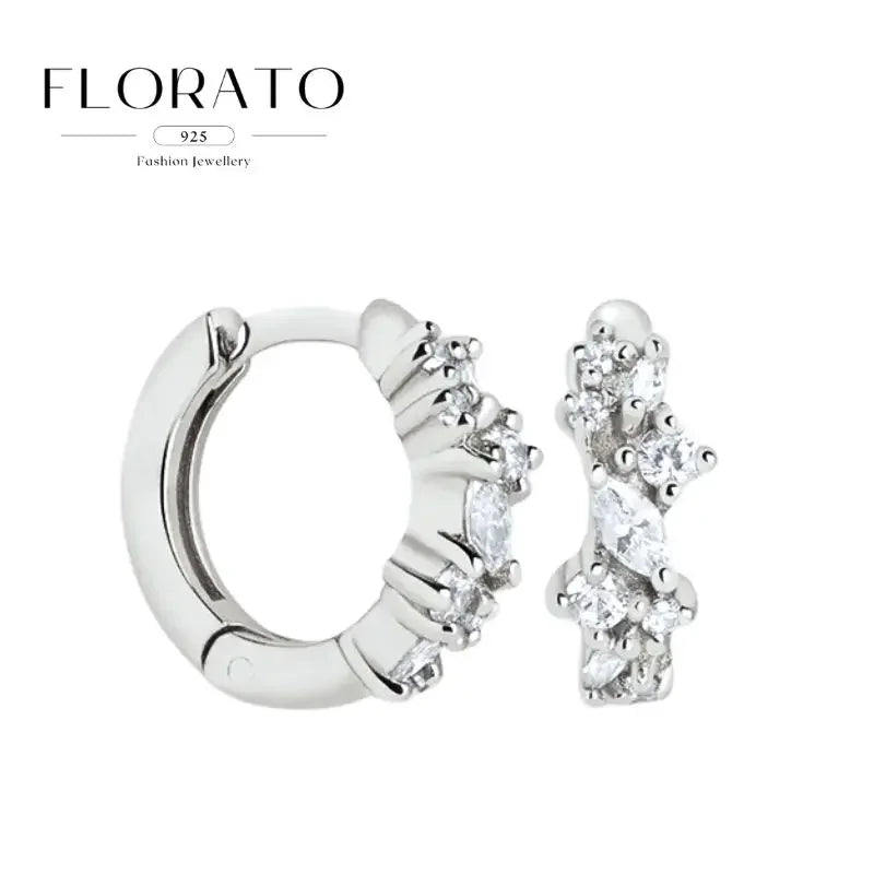 925 Sterling Silver Needle Irregular White Zircon Hoop Earrings For Women Pearl Ear Buckles Vintage Luxury Crystal Jewelry Gifts