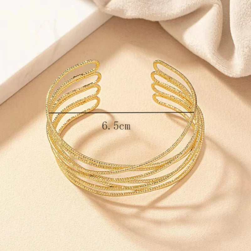Personalized Winding Design Hollow Geometric Opening Bracelet, Women's Fashionable and Simple Daily Party Jewelry Gift