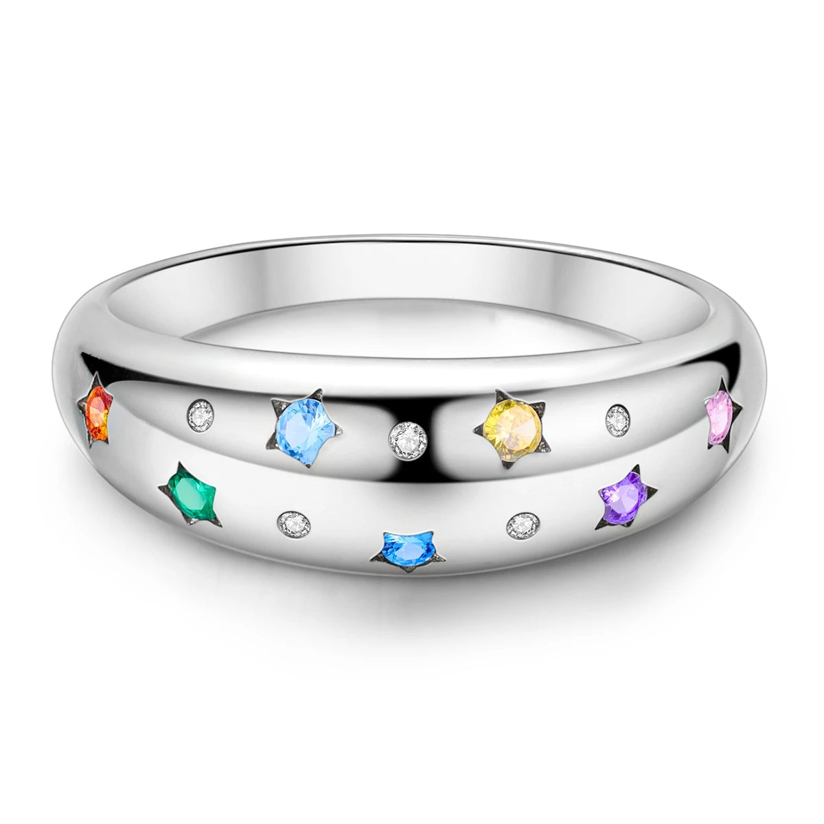 Original 925 Silver Ring For Woman Heart Star Sparkling Zircon Engagement Anniversary Fashion Jewelry