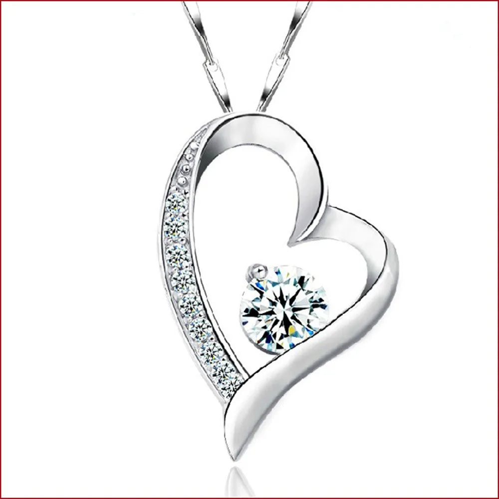 925 Sterling Silver Necklace for Women Simple Irregular Heart Moon Trendy Simple Geometric Handmade Chocker Fine Jewelry