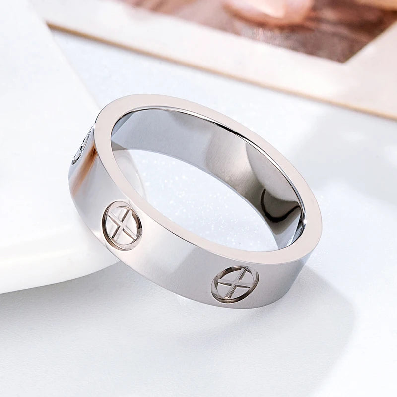 5mm Wide Screw Rings Stainless Steel Love Ring Luxury Brand Jewelry for Women Nail Shape High Quality Gold Color Ring