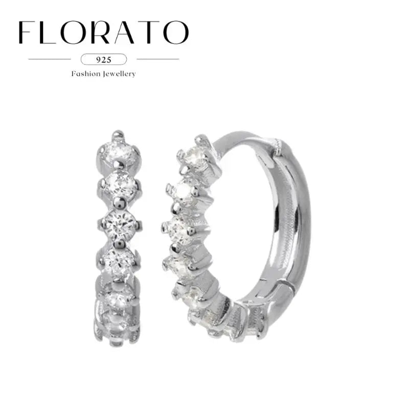 925 Sterling Silver Needle Irregular White Zircon Hoop Earrings For Women Pearl Ear Buckles Vintage Luxury Crystal Jewelry Gifts