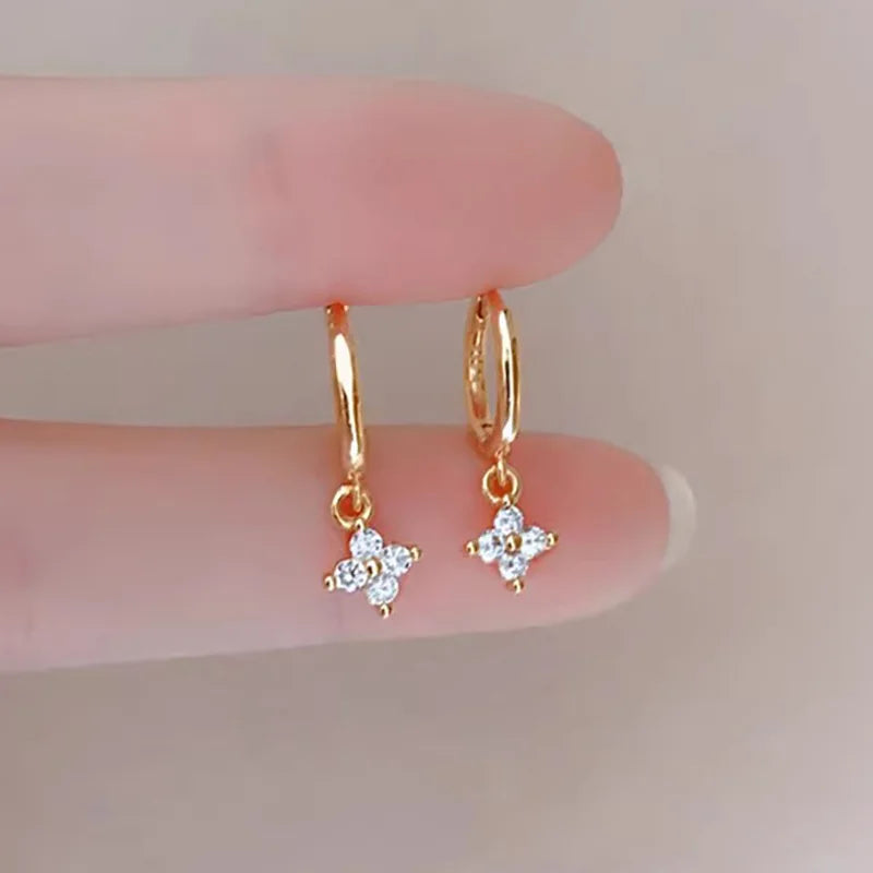 New Stainless Steel Zircon Necklaces for Women 18K Gold Plated Four Leaf Grass Collar Chain Necklace Luxury Jewelry Gift