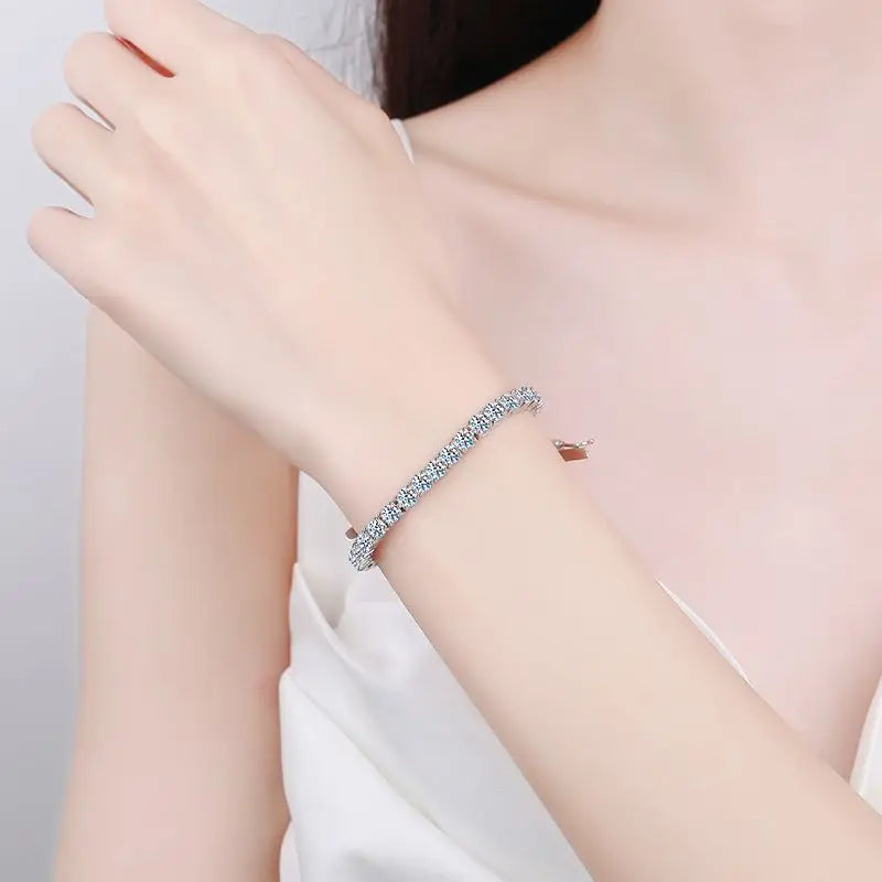 New 3mm D VVS1 Moissanite Tennis Bracelet for Women Classic Jewelry 100% 925 Sterling Silver Certified Bracelet for Men Chain