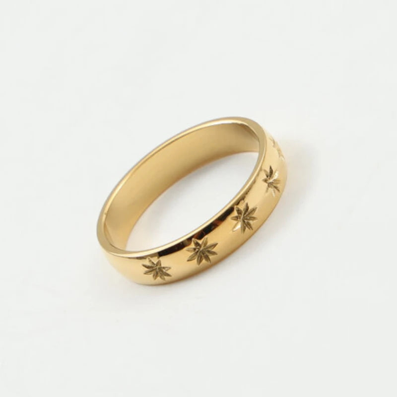 Gold Color Star Shaped Ring for Women Girl Simple Fashion Elegant Ring Party Jewelry