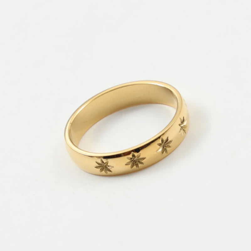 Gold Color Star Shaped Ring for Women Girl Simple Fashion Elegant Ring Party Jewelry