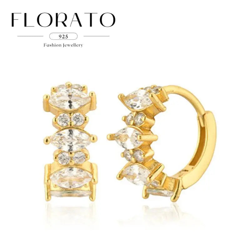 925 Sterling Silver Needle Irregular White Zircon Hoop Earrings For Women Pearl Ear Buckles Vintage Luxury Crystal Jewelry Gifts