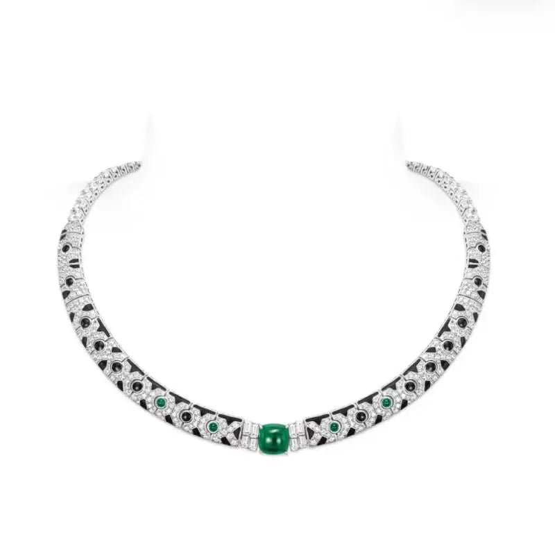 BELLUX Black Spot Enamel Necklace 925 sterling silver Necklaces for women silver 925 jewelry necklaces for ladies