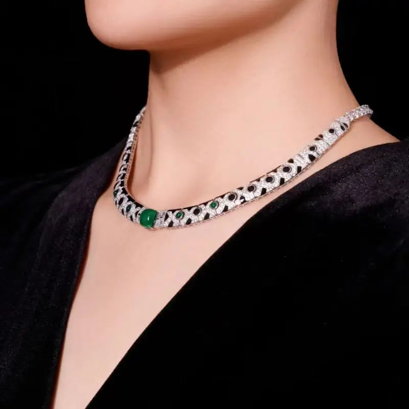 BELLUX Black Spot Enamel Necklace 925 sterling silver Necklaces for women silver 925 jewelry necklaces for ladies