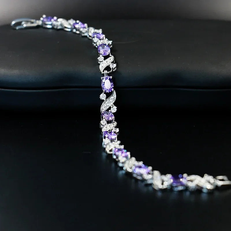Shiny Teardrop Shape Zircon Crystal Tennis Bracelet for Women Fashion Elegant Banquet Party High Jewelry Girls Gift