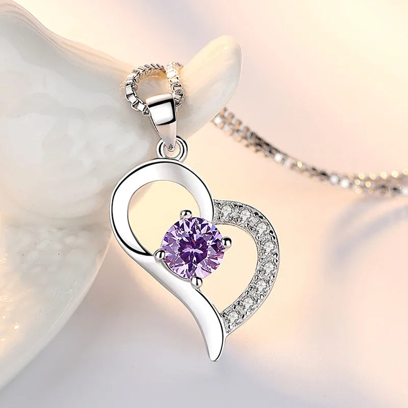 925 Sterling Silver Necklace for Women Simple Irregular Heart Moon Trendy Simple Geometric Handmade Chocker Fine Jewelry
