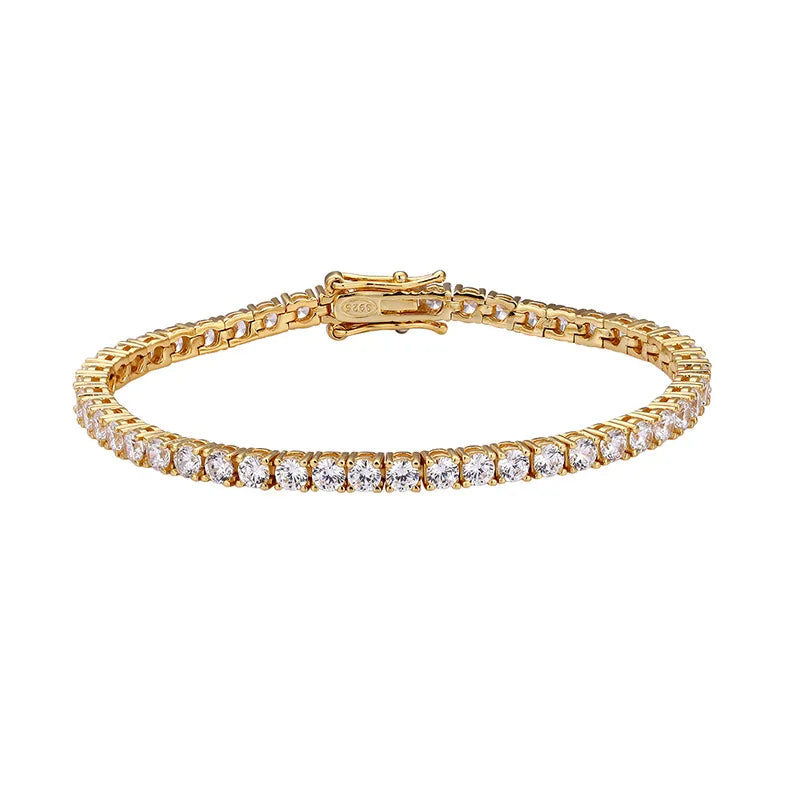 New 3mm D VVS1 Moissanite Tennis Bracelet for Women Classic Jewelry 100% 925 Sterling Silver Certified Bracelet for Men Chain